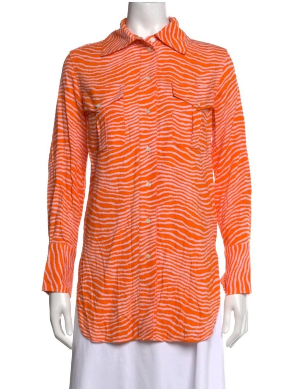 By Malene Birger Orange & Pink Striped Button-Up Top Sz 42
